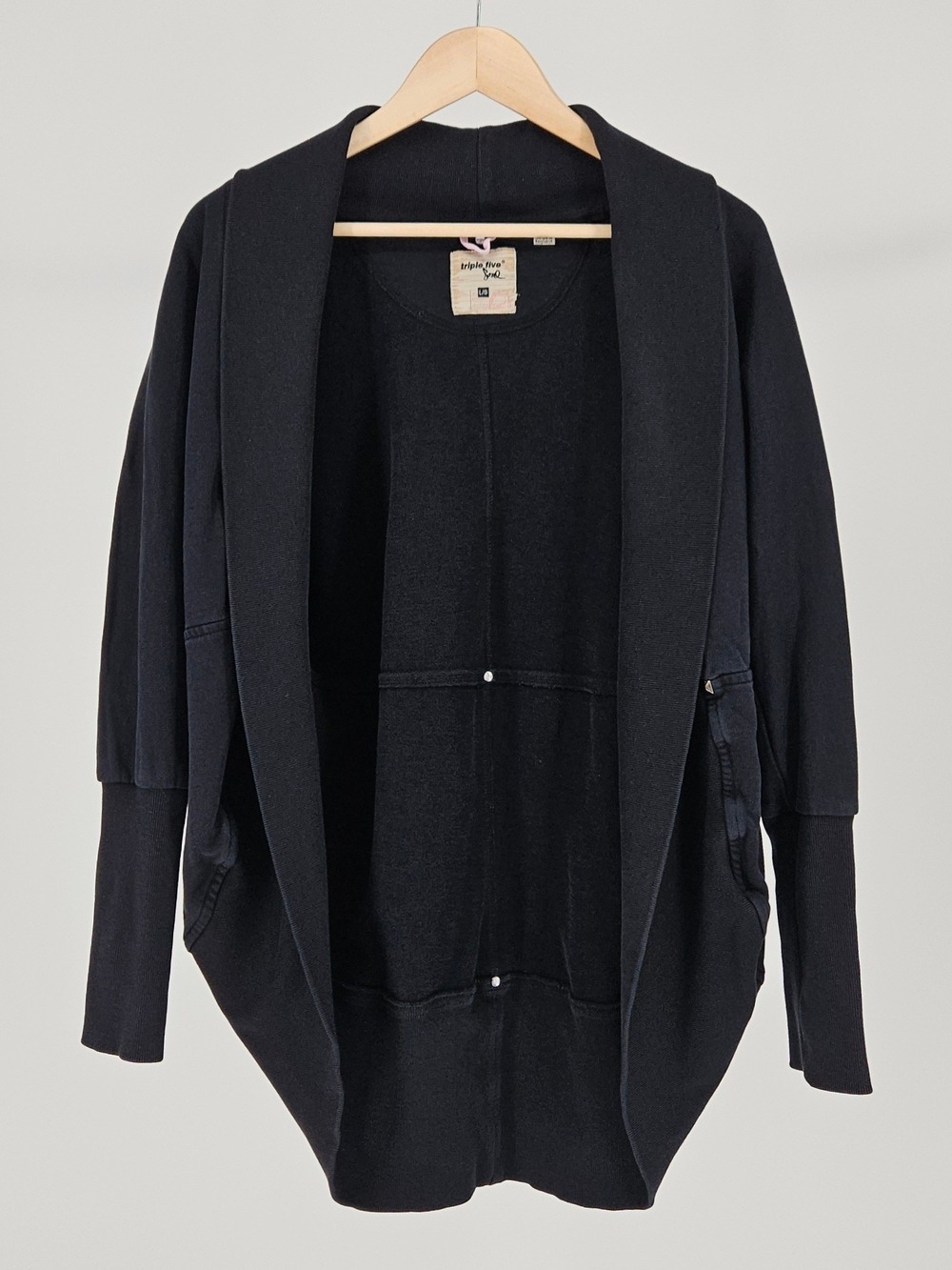 Triple Five Soul Black Open Front Cardigan Women's Large